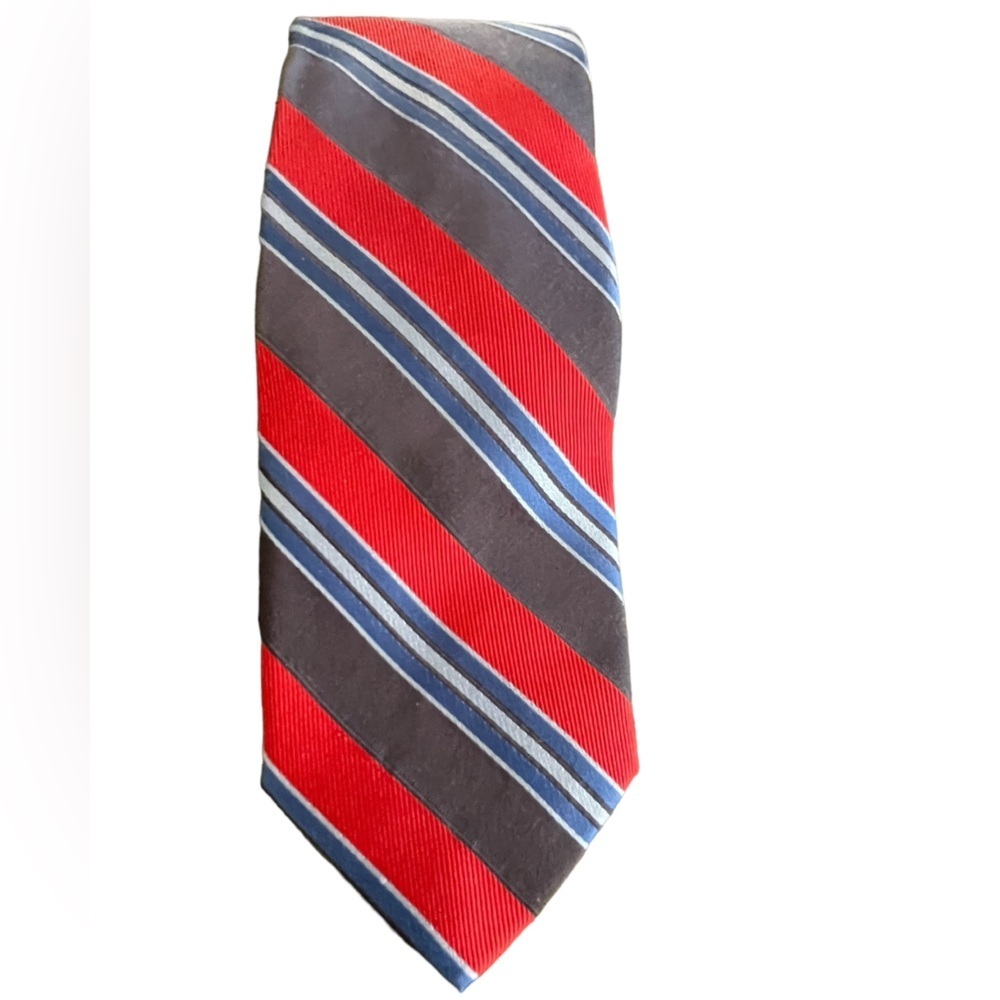 🔴🔥🔵Robert Talbott 100% silk tie. Gorgeous & classic blue/red stripe. Like new